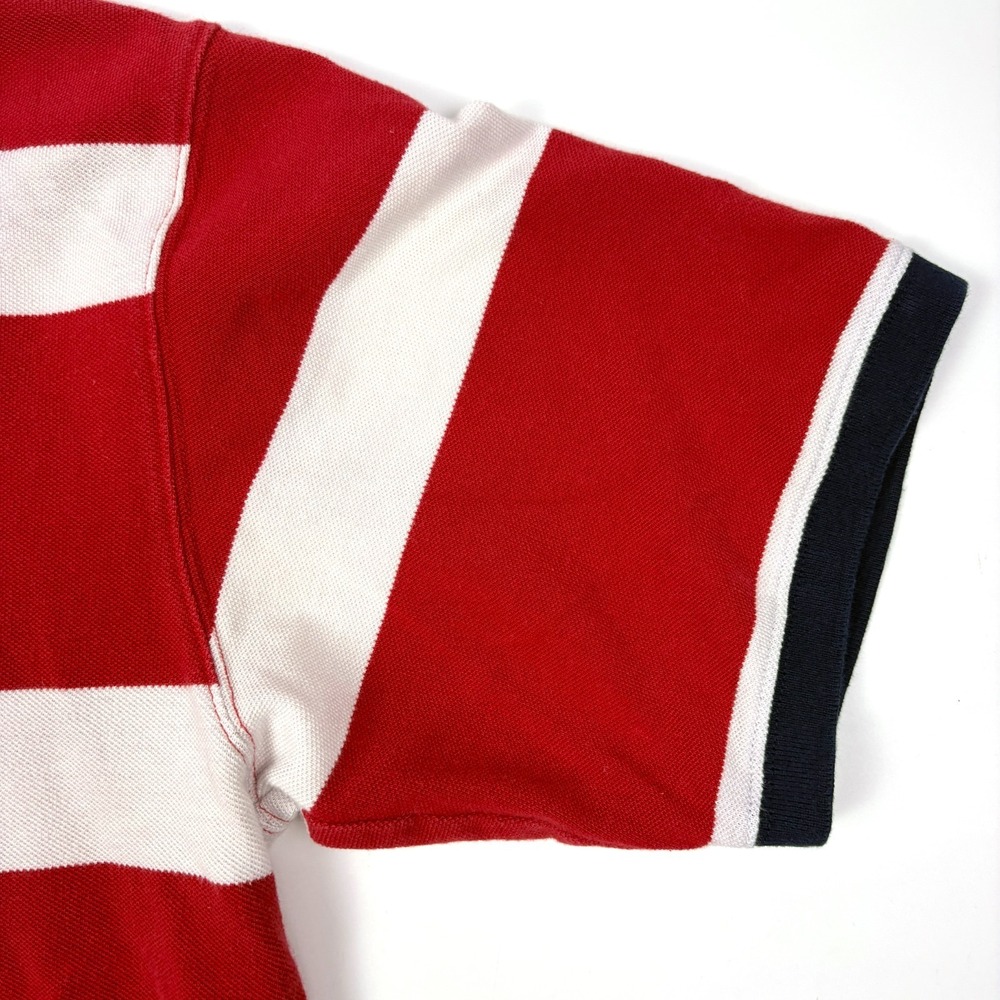 VTG 90s Eddie Bauer S/S Rugby Polo Shirt Mens Sz L Red White Blue Oversized Prep - Picture 12 of 16